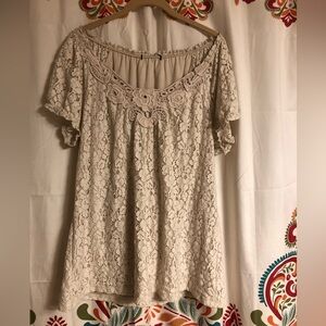 Elegant Cream Lace Women's Top